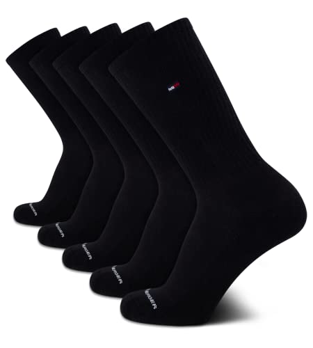 Tommy Hilfiger Men's Cushioned Crew Athletic Socks (5 Pack) - Pure Black