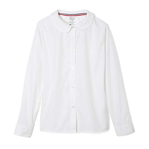 French Toast Girls' Long Sleeve Woven Shirt with Peter Pan Collar