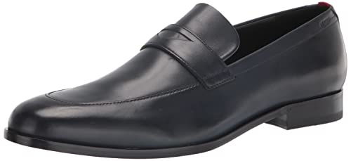 BOSS Men's Ruston Leather Loafers Space Blue