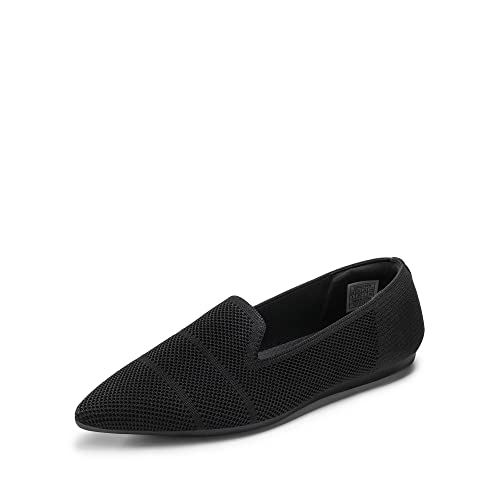 Women’s Pointed Toe Knit Loafers, Black