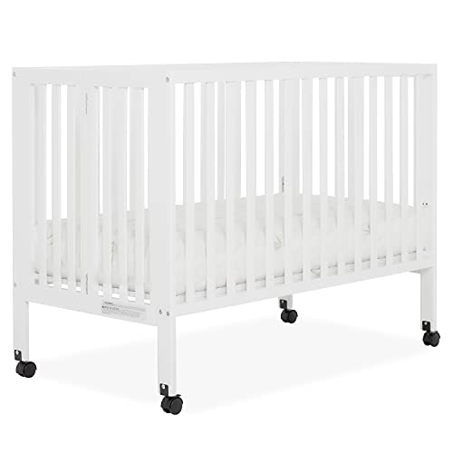 Dream On Me Quinn Folding Crib - White, Adjustable, Portable