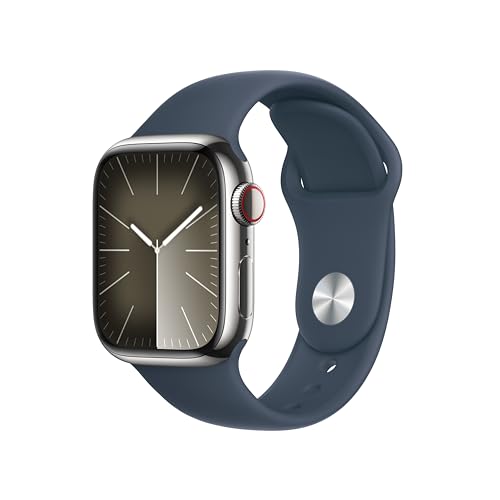 Apple Watch Series 9 Stainless Steel with Blue Sport Band