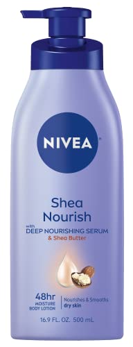 NIVEA Shea Nourish Body Lotion, 16.9 Fl Oz Pump Bottle 4 Pack