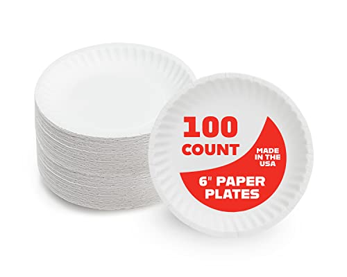 Uncoated White Paper Plates, Pack of 100