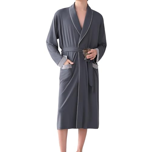 Luxurious Men's Silk Satin Robe, Long Sleeve Lightweight Bathrobe