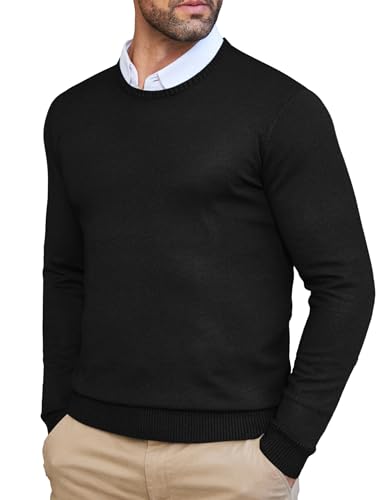 COOFANDY Men's Crew Neck Dress Sweater - Slim Fit, Lightweight, Long Sleeve