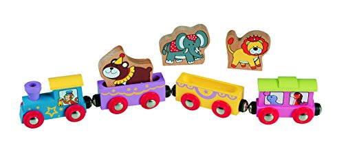 Kids Circus Train Set with Wooden Animals