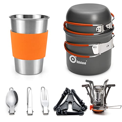 Odoland Camping Cookware Stove Kit with Stainless Steel Cup and Utensils