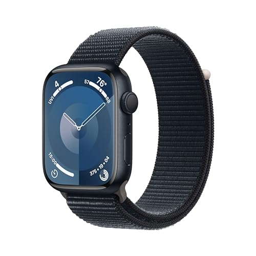 Apple Watch Series 9 Carbon Neutral Smartwatch, 45mm, Midnight Aluminum Case, Midnight Sport Loop