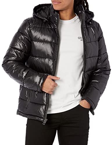 GUESS Men's Puffer Jacket with Removable Hood
