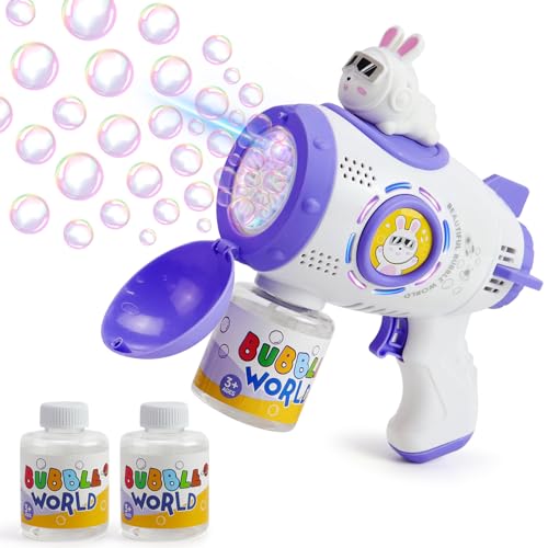 Space Rabbit Bubble Gun Machine with Colorful Lights