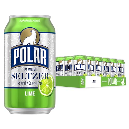 Polar Seltzer Water Lime, 12 fl oz cans, 18 pack