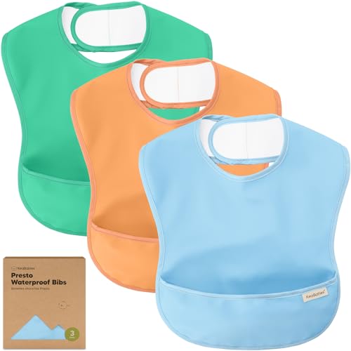 Waterproof Baby Bibs 3-Pack with Food Catcher