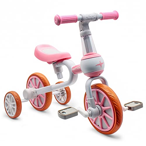 3-in-1 Kids Tricycles with Detachable Pedal and Training Wheels