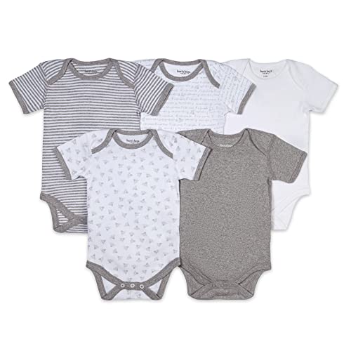 Burt’s Bees Baby 5-Pack Unisex Bodysuits - Short &amp; Long Sleeve, 100% Organic Cotton