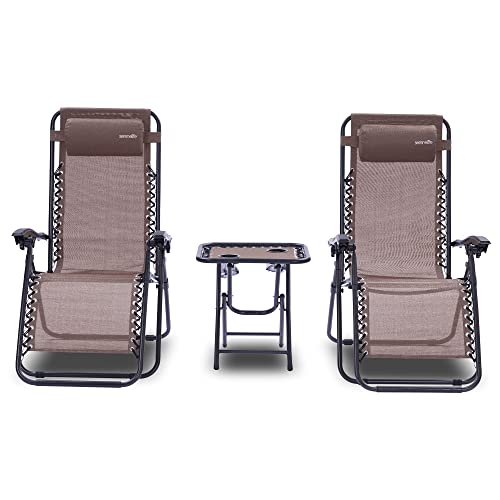 SereneLife Zero Gravity Lounge Chair set in Brown