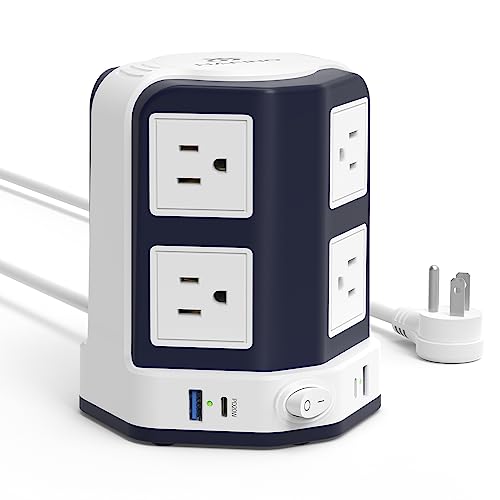 20W USB C Surge Protector Power Strip Tower for Home and Office