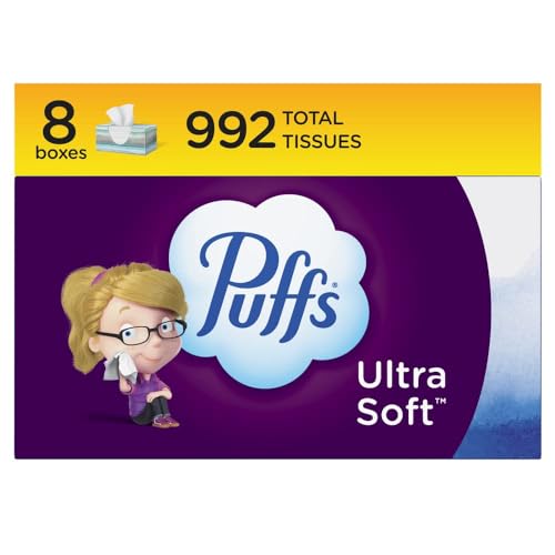 Puffs Ultra Soft Non-Lotion Facial Tissues, Pack of 8 Family Boxes