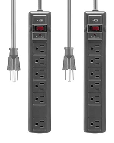 6-Outlet Surge Protector Power Strip, 2-Pack, Gray