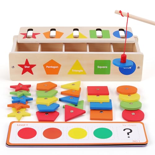 AISHUN Wooden Shape Sorter &amp; Stacking Toy for Toddlers