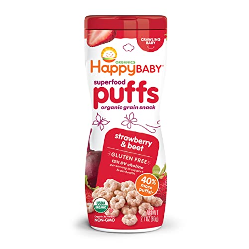 Happy Baby Organic Superfood Puffs, Strawberry &amp; Beet (Pack of 6)Ⓤ