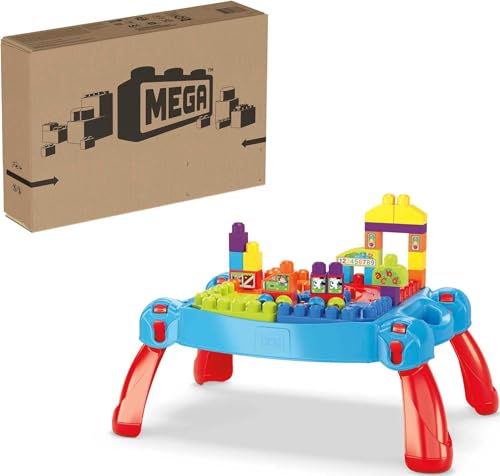 MEGA Bloks Fisher Price Toddler Building Blocks, Build N Learn Activity Table