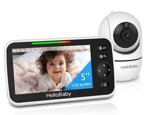 HelloBaby 5'' Screen with Pan-Tilt-Zoom Video Baby Monitor