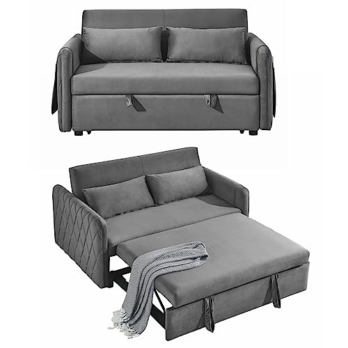 Ucloveria Adjustable Velvet Sleeper Sofa with Detachable Arm Pockets