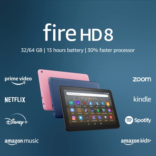 Amazon Fire HD 8 Tablet, 8" Display, 64GB, Denim
