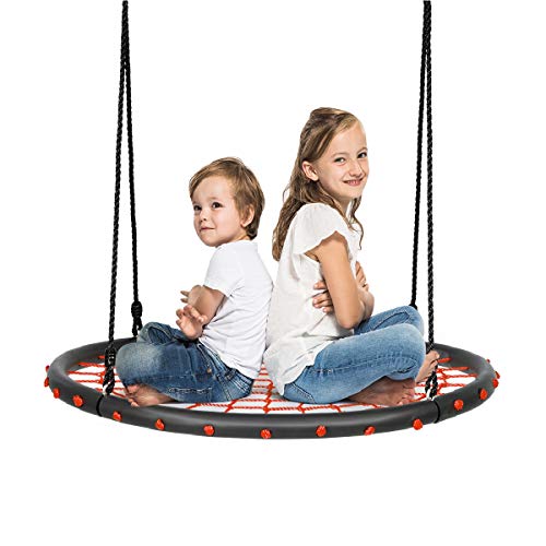 Costzon 40'' Spider Web Tree Swing Set with Adjustable Ropes and Steel Frame