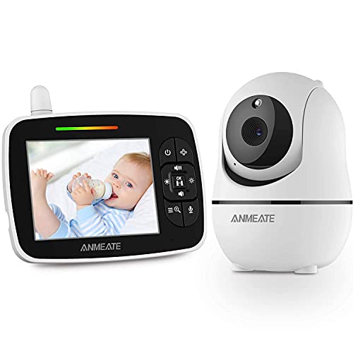 ANMEATE Baby Monitor - Remote Pan-Tilt-Zoom Camera, 3.5” Display, Night Vision, Two-Way Talk