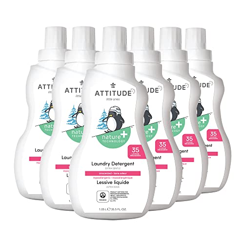 ATTITUDE Baby Laundry Detergent, Unscented, EWG Verified, 35.5 Fl Oz (Pack of 6)