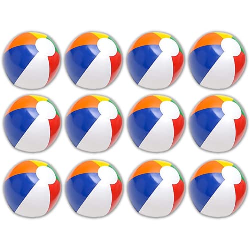 Bulk Pack of 12 Rainbow Beach Balls