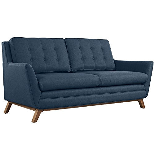 Modway Beguile Mid-Century Modern Loveseat in Azure Fabric