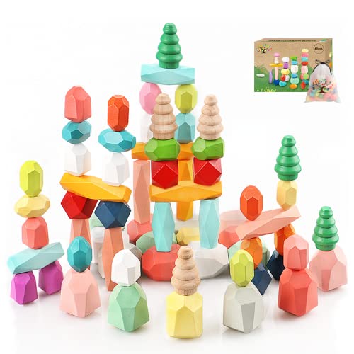 Montessori Wooden Stacking Building Blocks for Toddlers