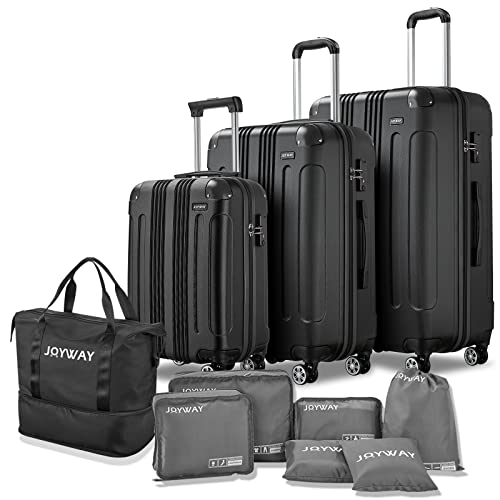 Joyway 10-Piece Luggage Set with Spinner Wheels, Black