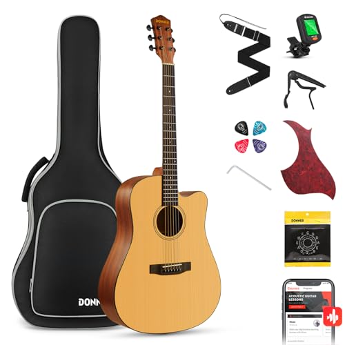 Donner Acoustic Guitar Kit with Accessories, 41 Inch, Natural