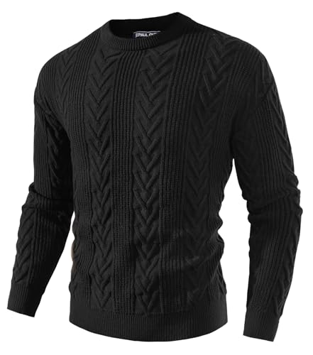 Men's Casual Cable Knit Pullover Sweater - Drop Shoulder Design