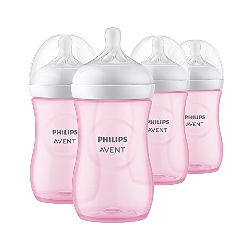 Philips AVENT Natural Baby Bottle, Pink, 9oz, 4-Pack