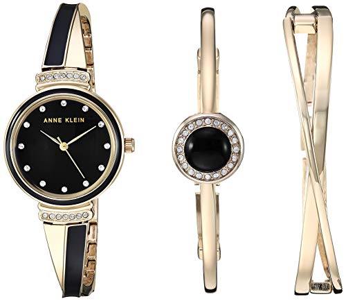 Anne Klein Crystal Accented Watch and Bangle Set