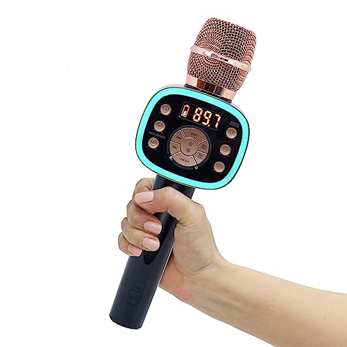 Carpool Karaoke The Mic 2.0 - Wireless Bluetooth Karaoke Microphone - Rose Gold