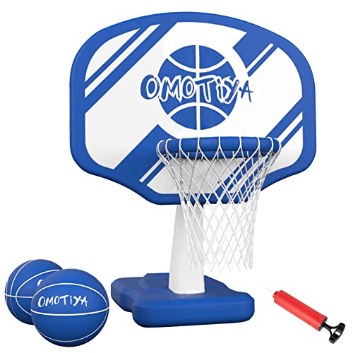 OMOTIYA Portable Pool Basketball Hoop Set with Balls