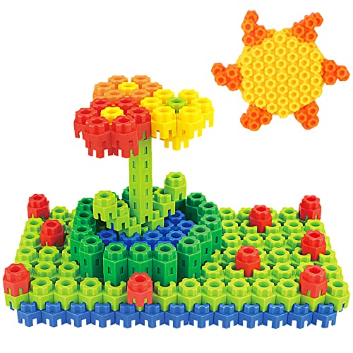 Hexagonal STEM Building Blocks, 160 Piece Set for Kids