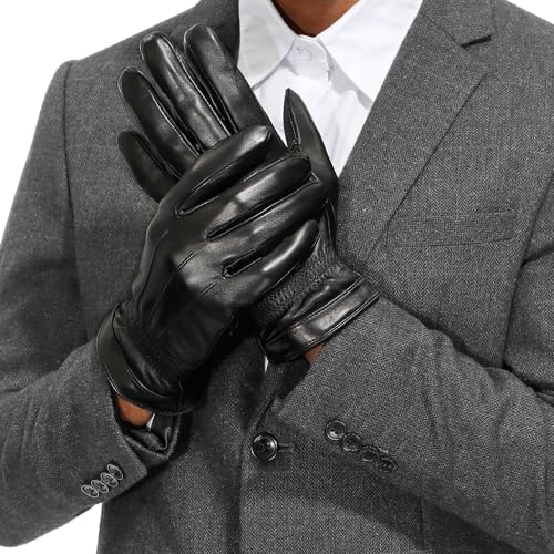 Italian Sheepskin Leather Gloves for Men - Touch Screen Driving Gloves