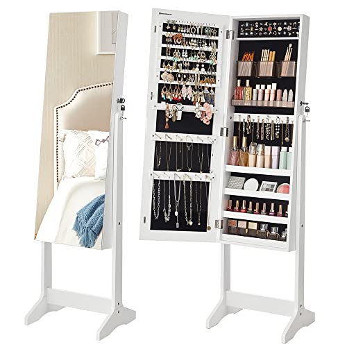 SONGMICS Freestanding Jewelry Cabinet with Full-Length Mirror