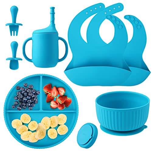 Baby Feeding Set with Adjustable Bibs, Sippy Cup, and Utensils