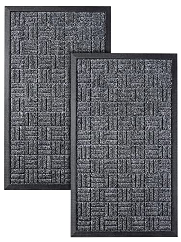 HOMWE 2-Piece Set All-Weather Front Door Mats, 29.5 x 17 Inches