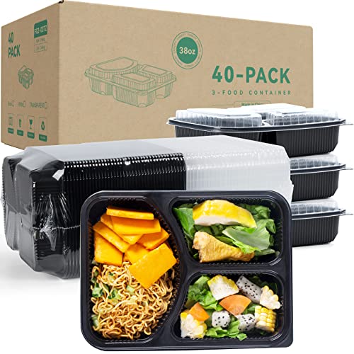 YANGRUI Reusable Take Out Boxes and Meal Prep Containers, 40 Pack