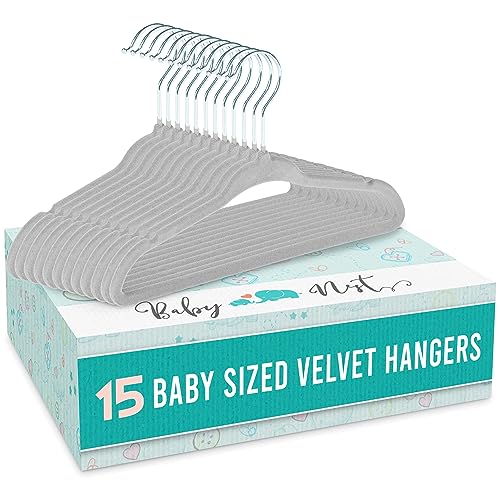 Baby Nest Designs Kids Velvet Closet Hangers, Grey - 15 Pack
