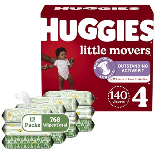 HUGGIES Little Movers Diapers & Natural Care Wipes Bundle